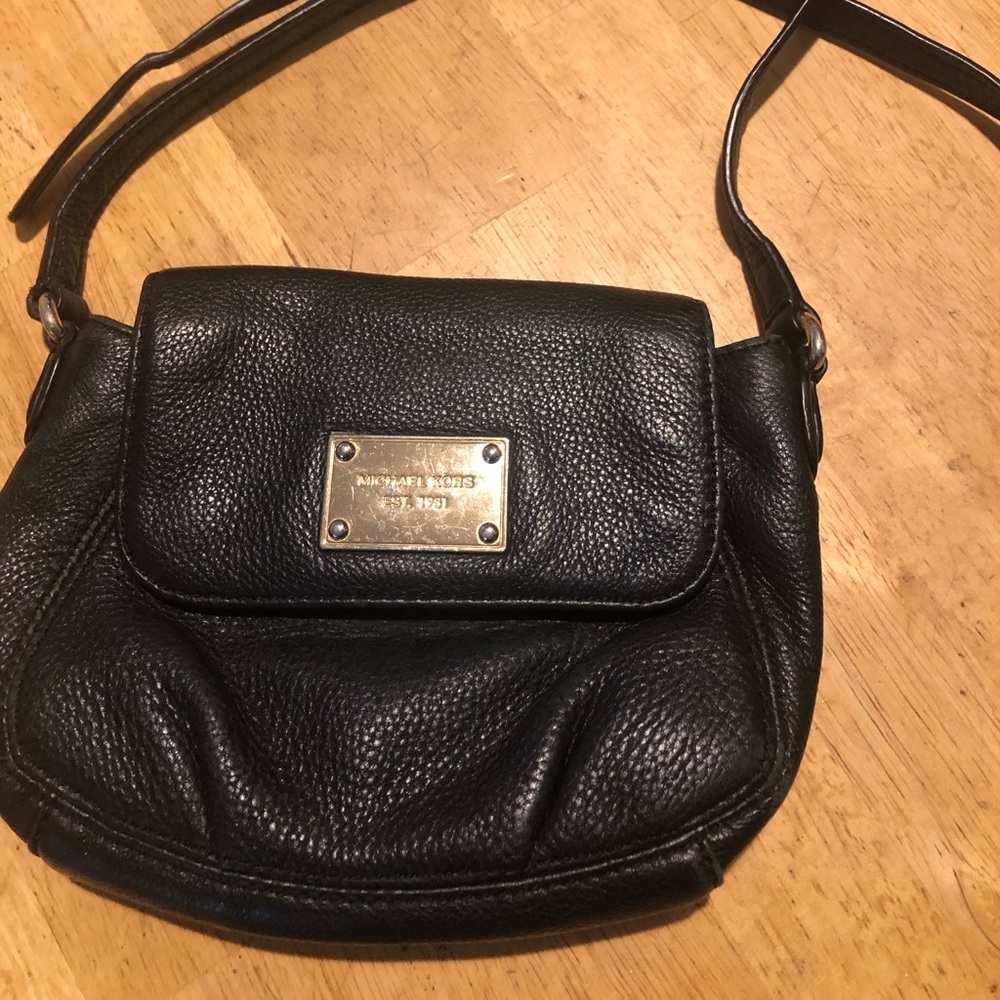 Michael Kors black leather crossbody bag